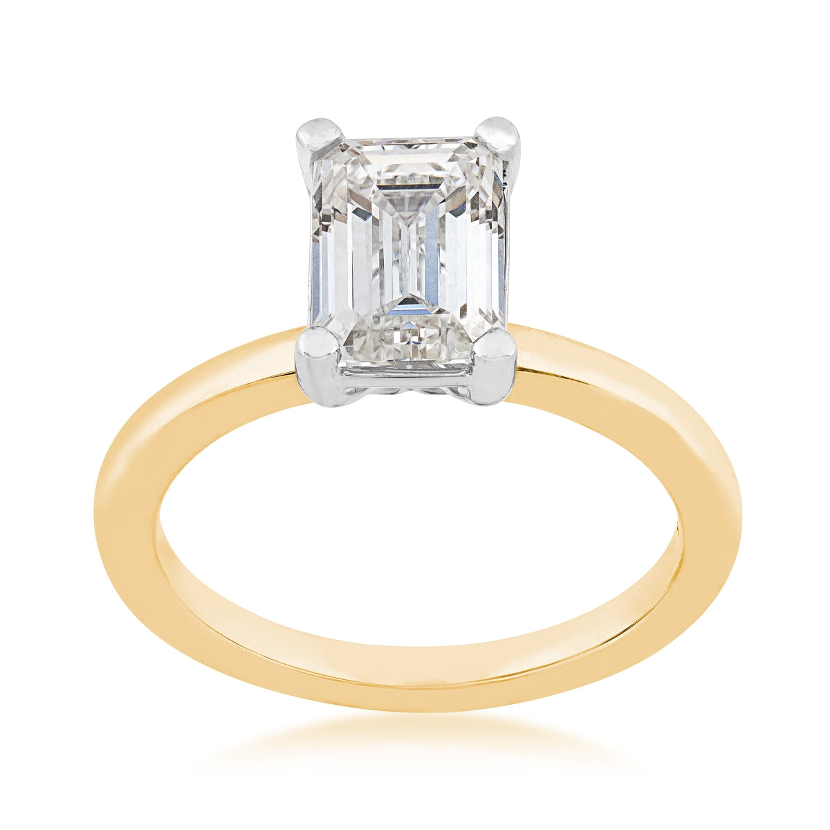Adamante 2 ct. tw. Lab-Grown Emerald Cut Diamond Solitaire Engagement Ring in 14K Yellow Gold