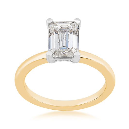 Adamante 2 ct. tw. Lab-Grown Emerald Cut Diamond Solitaire Engagement Ring in 14K Yellow Gold