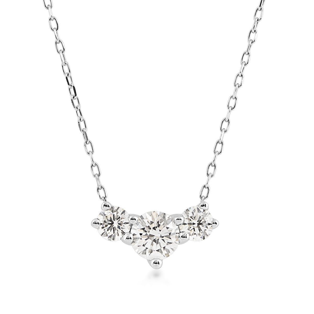 Adamante 1 ct. tw. Lab-Grown Round 3-Stone Diamond Necklace in 14K White Gold