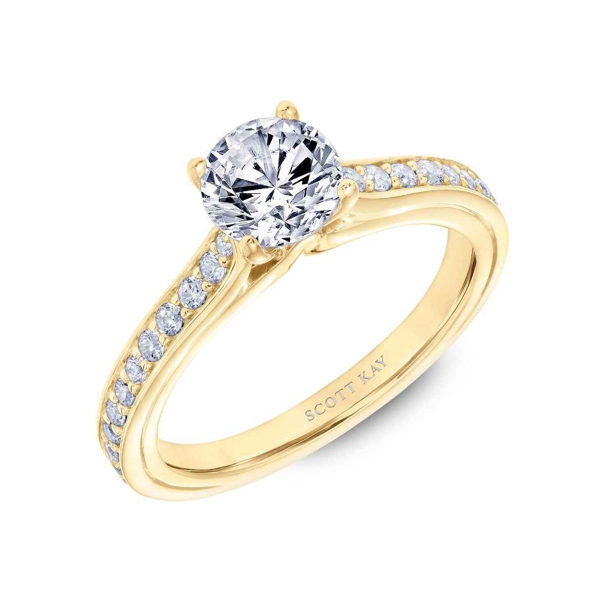 Scott Kay Namaste 1/3 ct. tw. Diamond Semi-Mount Engagement Ring in 14K Yellow Gold