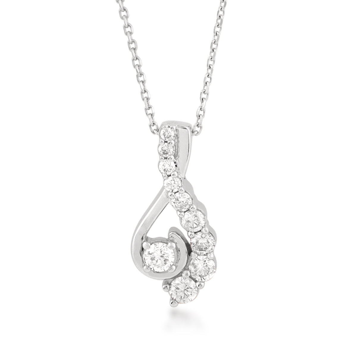 Journey 3/8 ct. tw. Round Diamond Twist Pendant in 10K White Gold