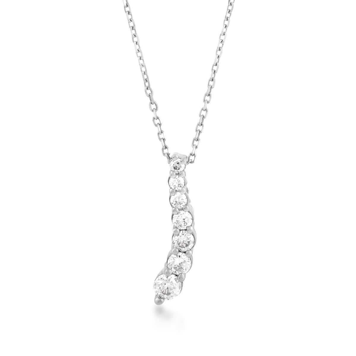 Journey 1/4 ct. tw. Round 7-Stone Diamond Curve Pendant in 10K White Gold