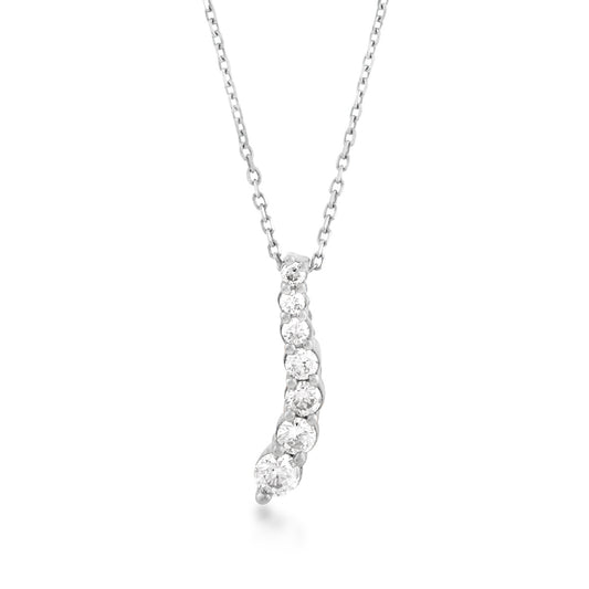 Journey 1/4 ct. tw. Round 7-Stone Diamond Curve Pendant in 10K White Gold