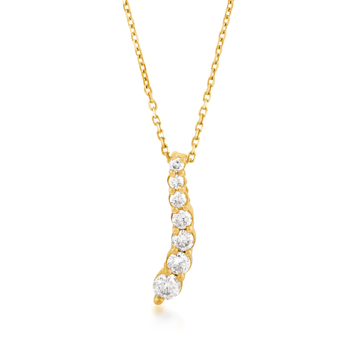 Journey 1/4 ct. tw. Round 7-Stone Diamond Curve Pendant in 10K Yellow Gold