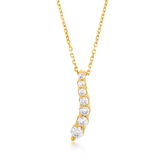 Journey 1/4 ct. tw. Round 7-Stone Diamond Curve Pendant in 10K Yellow Gold