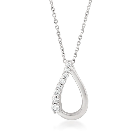 Journey 1/7 ct. tw. Round Diamond Teardrop Pendant in 10K White Gold