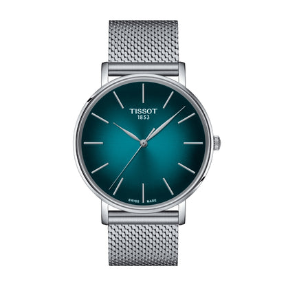 Tissot Men's Everytime Stainless Steel Watch with Teal Dial