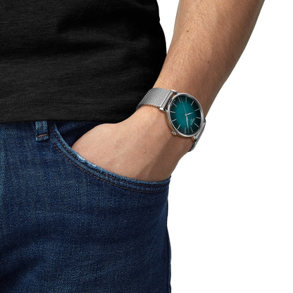 Tissot Men's Everytime Stainless Steel Watch with Teal Dial front view