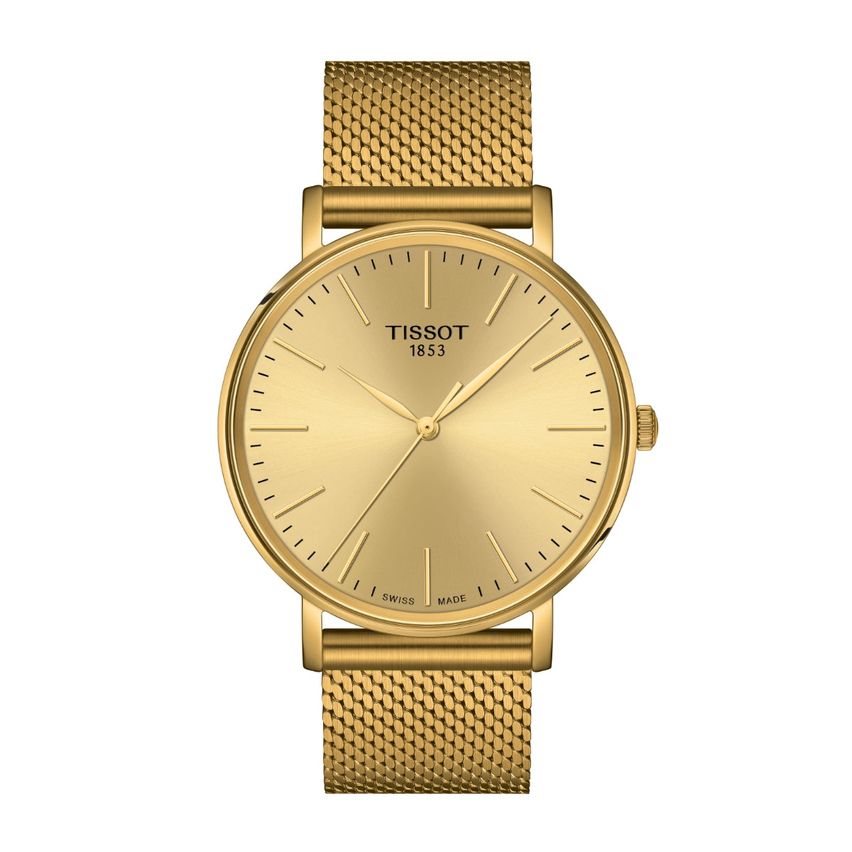 Tissot Men's Everytime Gold-Tone Stainless Steel Watch with Champagne Dial
