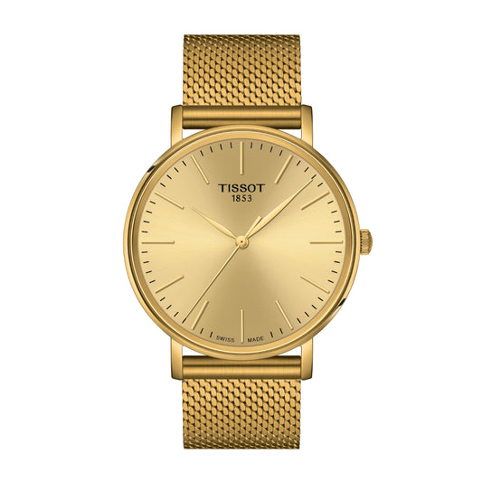 Tissot Men's Everytime Gold-Tone Stainless Steel Watch with Champagne Dial