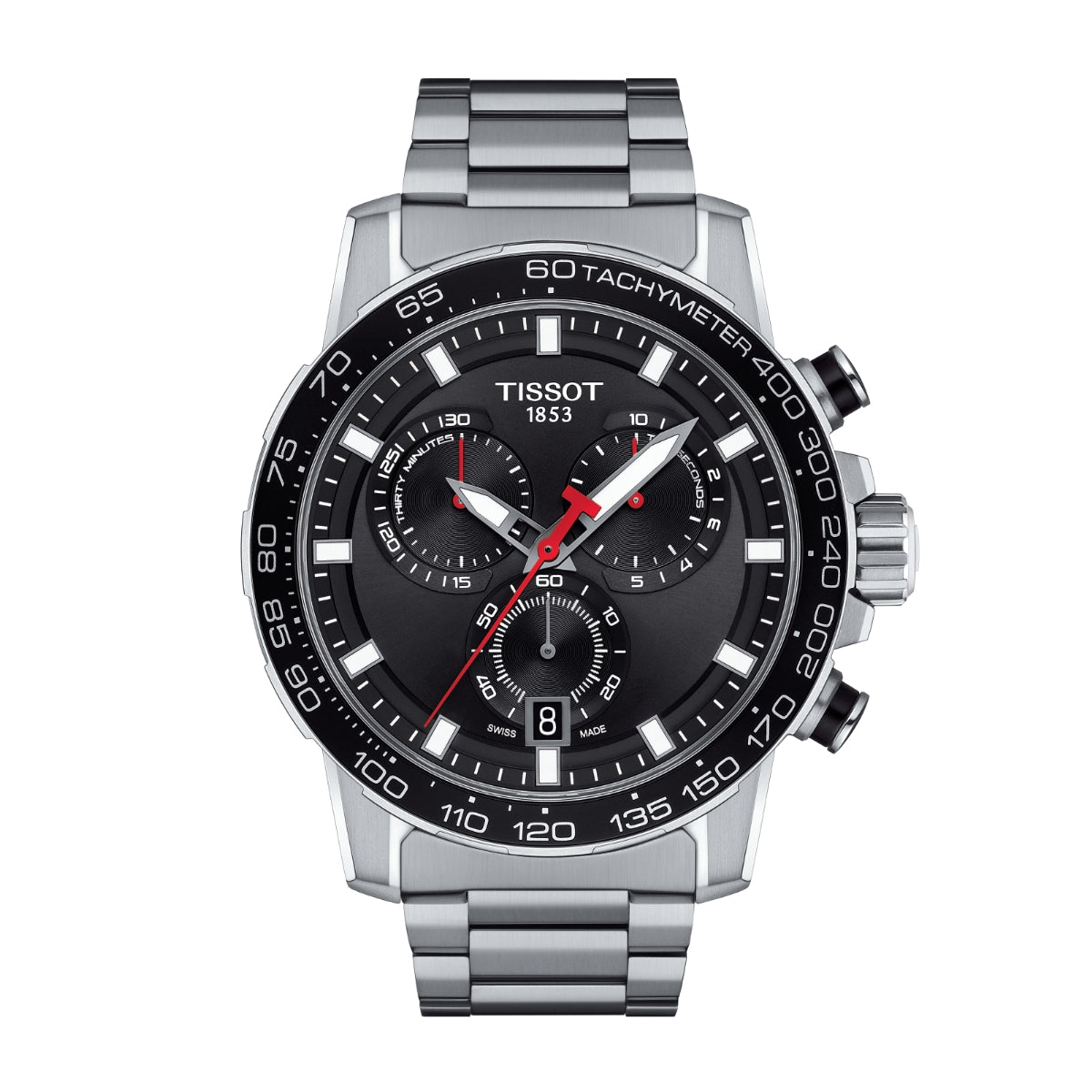Tissot Men's Supersport Chrono Stainless Steel Watch with Black Dial