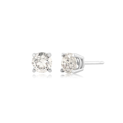 1 ct. tw. Round Brilliant Diamond Solitaire Earrings in 14K White Gold
