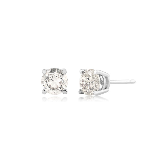1 ct. tw. Round Brilliant Diamond Solitaire Earrings in 14K White Gold