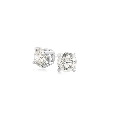 1 ct. tw. Round Brilliant Diamond Solitaire Earrings in 14K White Gold front view