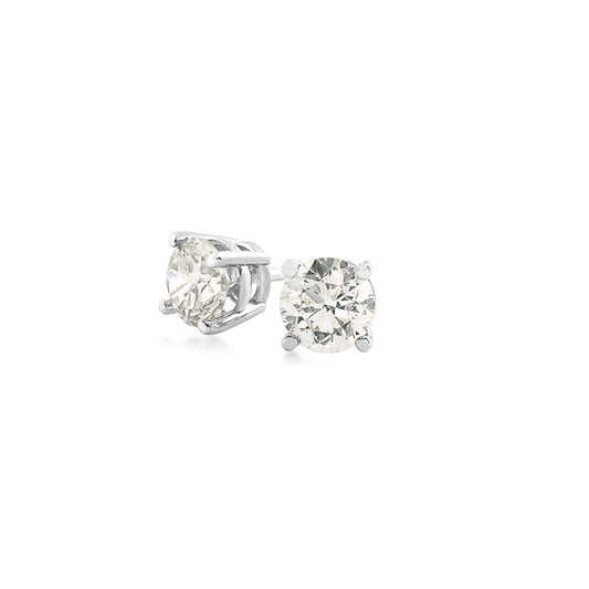 1 ct. tw. Round Brilliant Diamond Solitaire Earrings in 14K White Gold front view