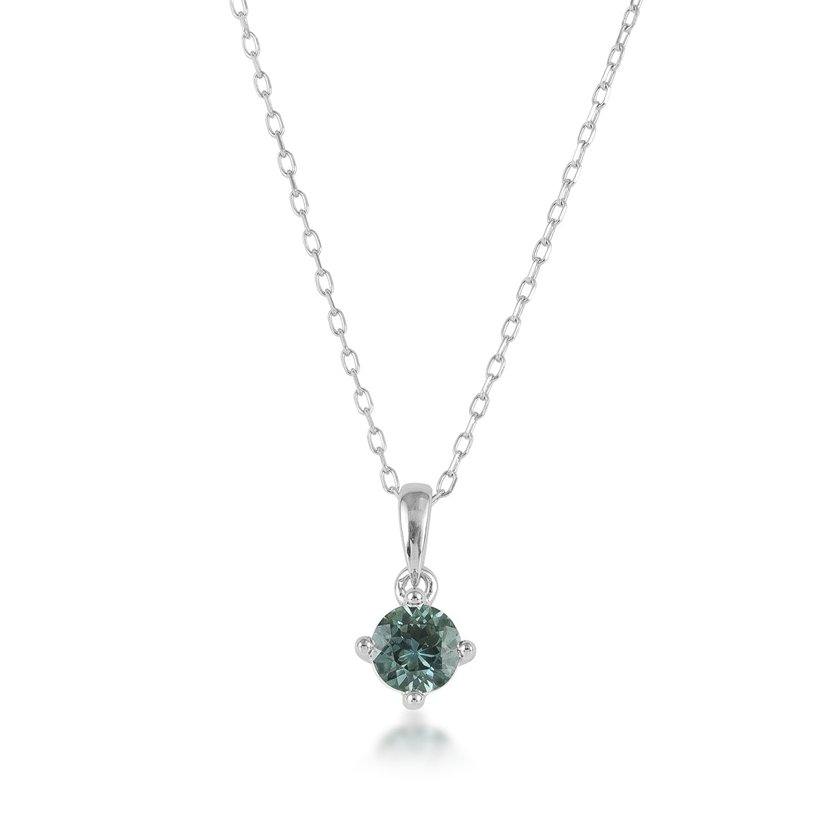 American Colors 5.5mm Round Montana Sapphire Solitaire Pendant in 10K White Gold