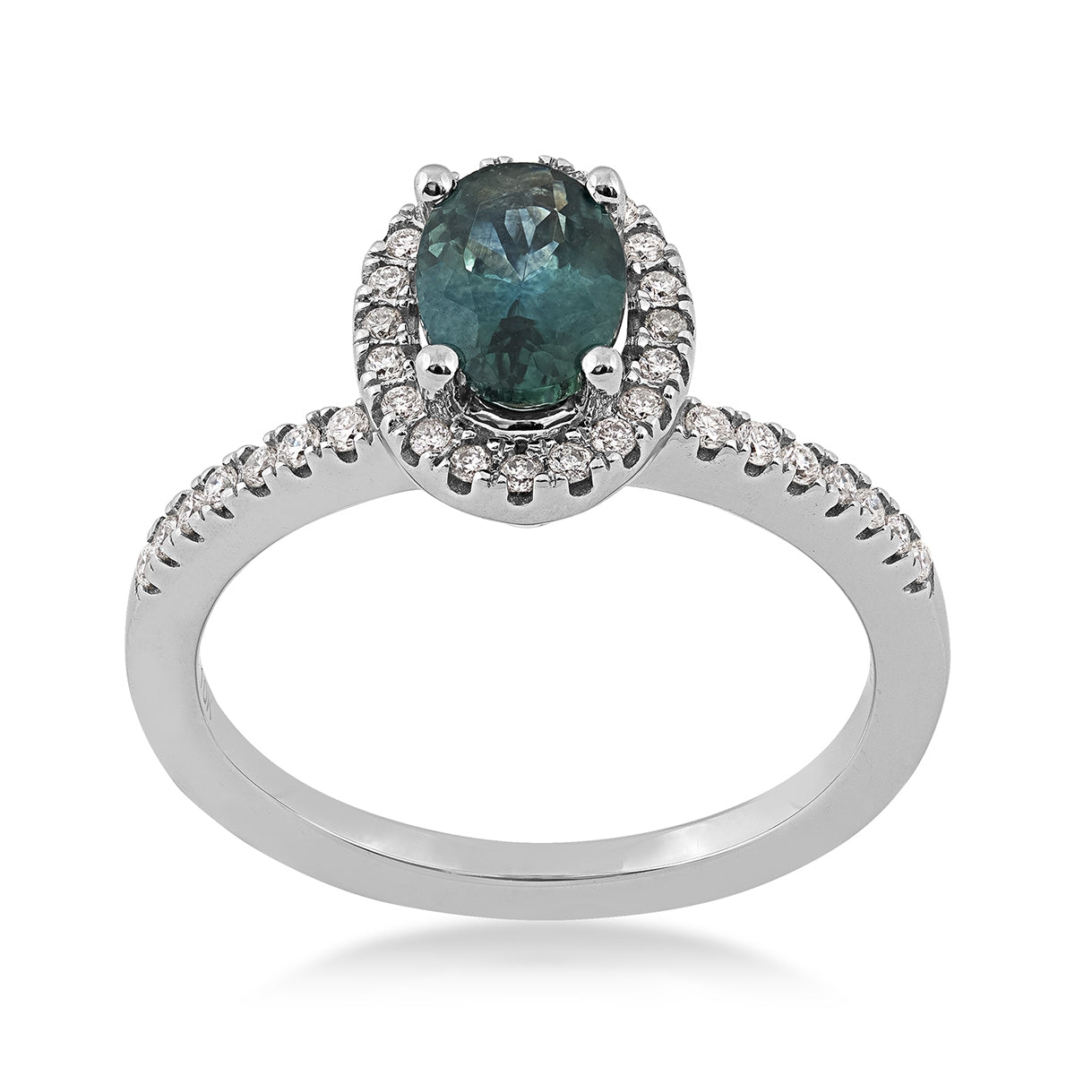 American Colors Oval Montana Sapphire & 1/5 ct. tw. Diamond Halo Ring in 10K White Gold