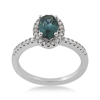 American Colors Oval Montana Sapphire & 1/5 ct. tw. Diamond Halo Ring in 10K White Gold