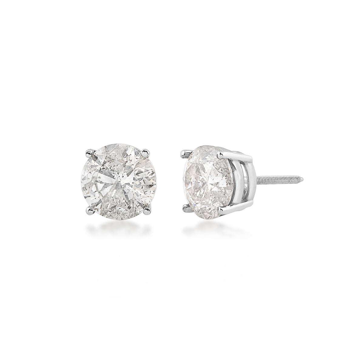 3 ct. tw. Round Brilliant Diamond Solitaire Earrings in 14K White Gold (2)
