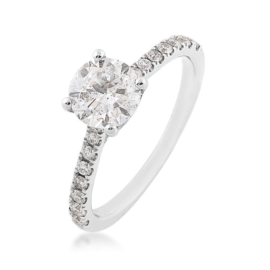 Natural 1-1/3 ct. tw. Round Brilliant Diamond Engagement Ring in Platinum front view