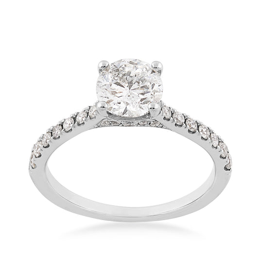 Natural 1-1/3 ct. tw. Round Brilliant Diamond Engagement Ring in Platinum