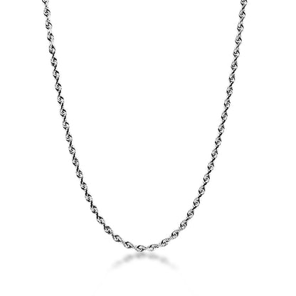 1.6mm 30-inch Solid Diamond Cut Rope Chain in 10K White Gold