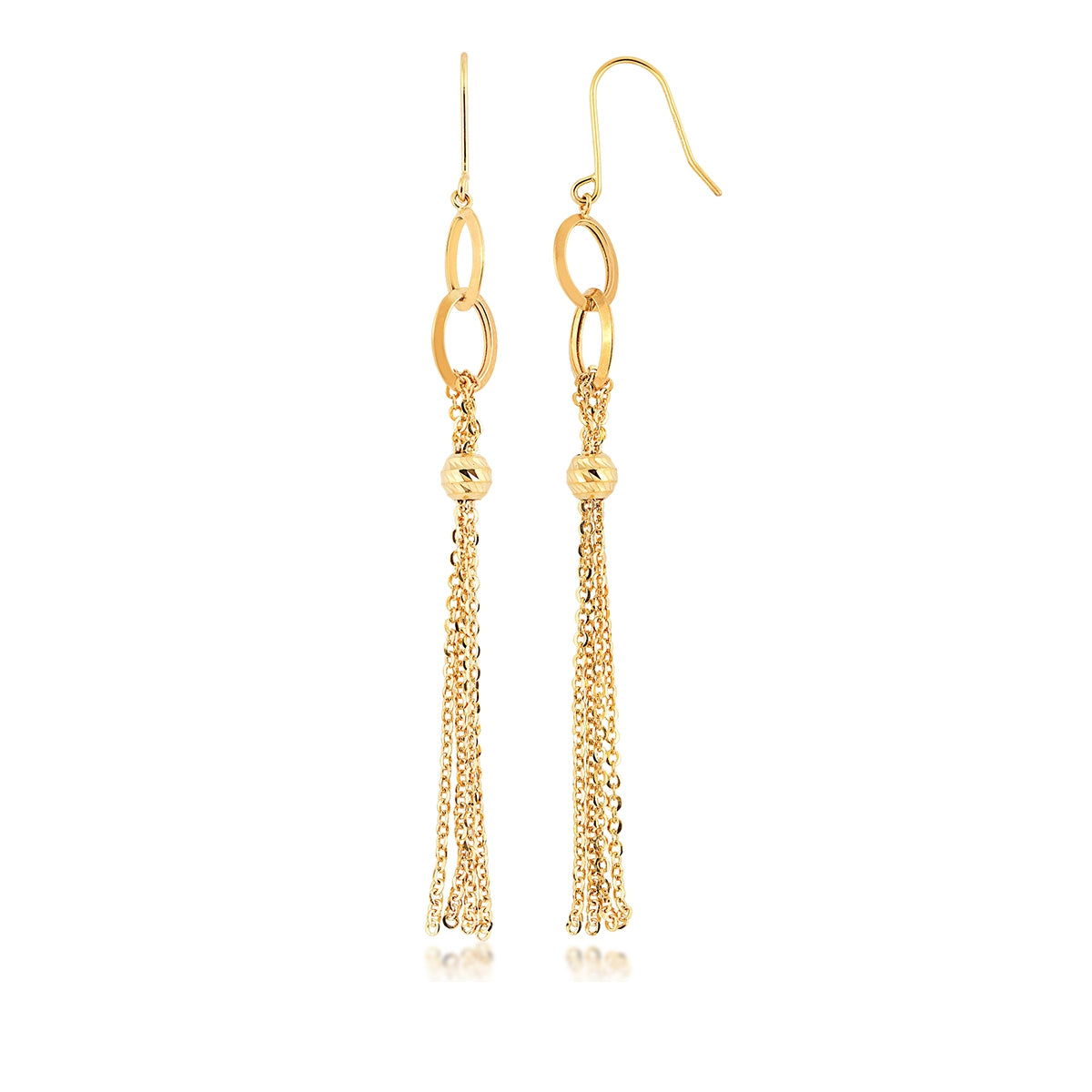 Chain Tassel Dangle Earrings in 14K Yellow Gold