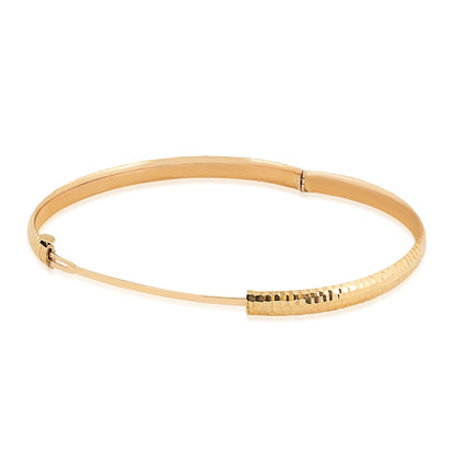 4.7mm Hammered Hinged Bangle Bracelet in 10K Yellow Gold front view