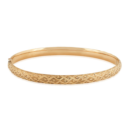 4.7mm Quilted Hinged Bangle Bracelet in 10K Yellow Gold