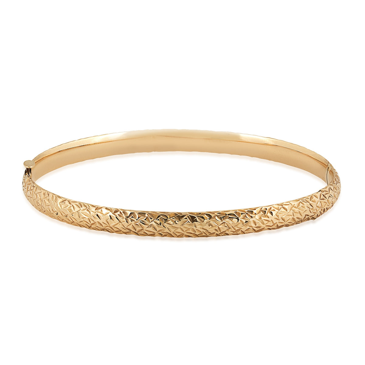 4.7mm Textured Hinged Bangle Bracelet in 10K Yellow Gold