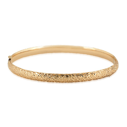 4.7mm Textured Hinged Bangle Bracelet in 10K Yellow Gold