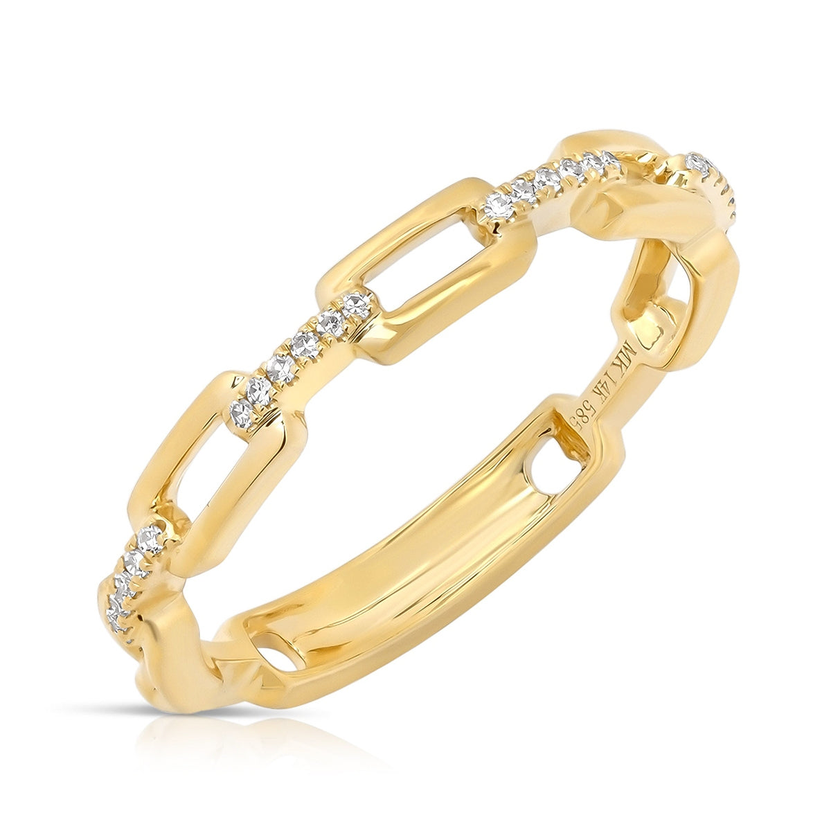 JustDesi 1/20 ct. tw. Diamond Paperclip Ring in 14K Yellow Gold front view