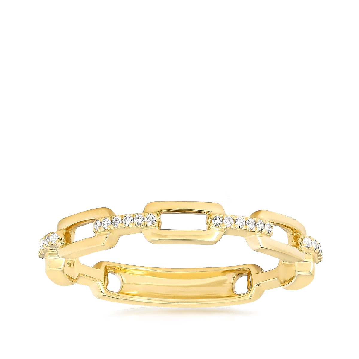 JustDesi 1/20 ct. tw. Diamond Paperclip Ring in 14K Yellow Gold