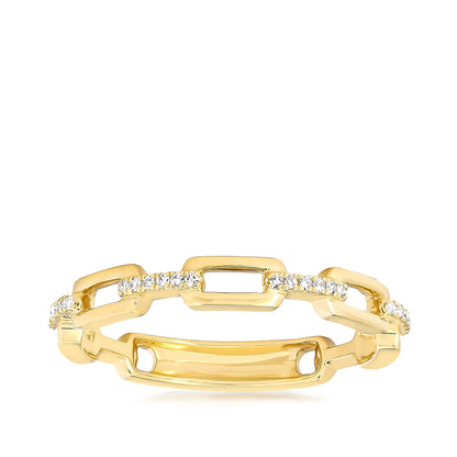 JustDesi 1/20 ct. tw. Diamond Paperclip Ring in 14K Yellow Gold