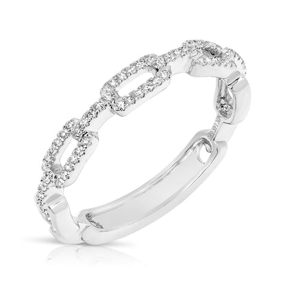 JustDesi 1/8 ct. tw. Diamond Paperclip Ring in 14K White Gold front view