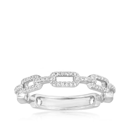 JustDesi 1/8 ct. tw. Diamond Paperclip Ring in 14K White Gold