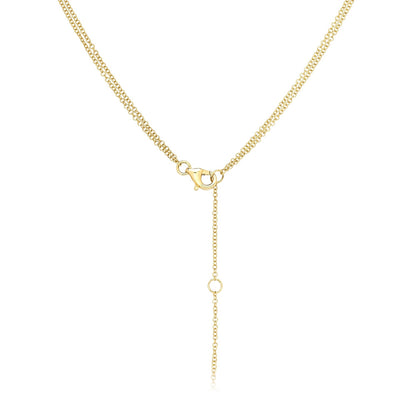 JustDesi 1/7 ct. tw. Diamond Split Paperclip Double Chain Necklace in 14K Yellow Gold front view