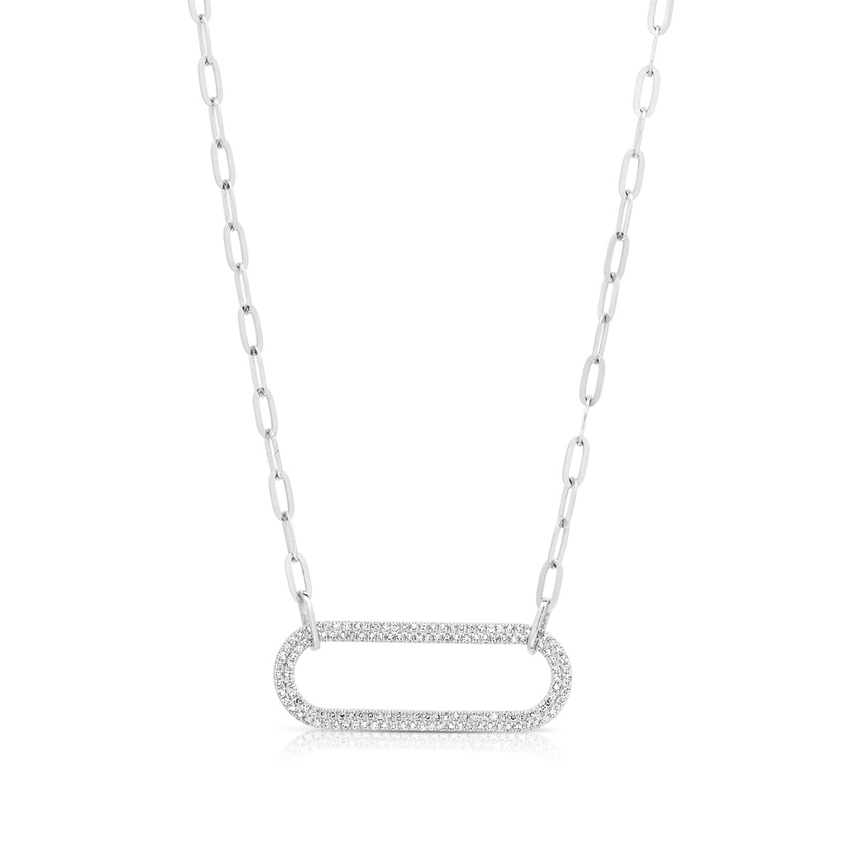 JustDesi 1/3 ct. tw. Diamond Paperclip Statement Necklace in 14K White Gold