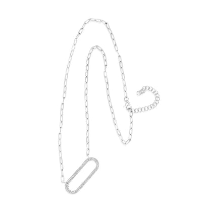 JustDesi 1/3 ct. tw. Diamond Paperclip Statement Necklace in 14K White Gold front view