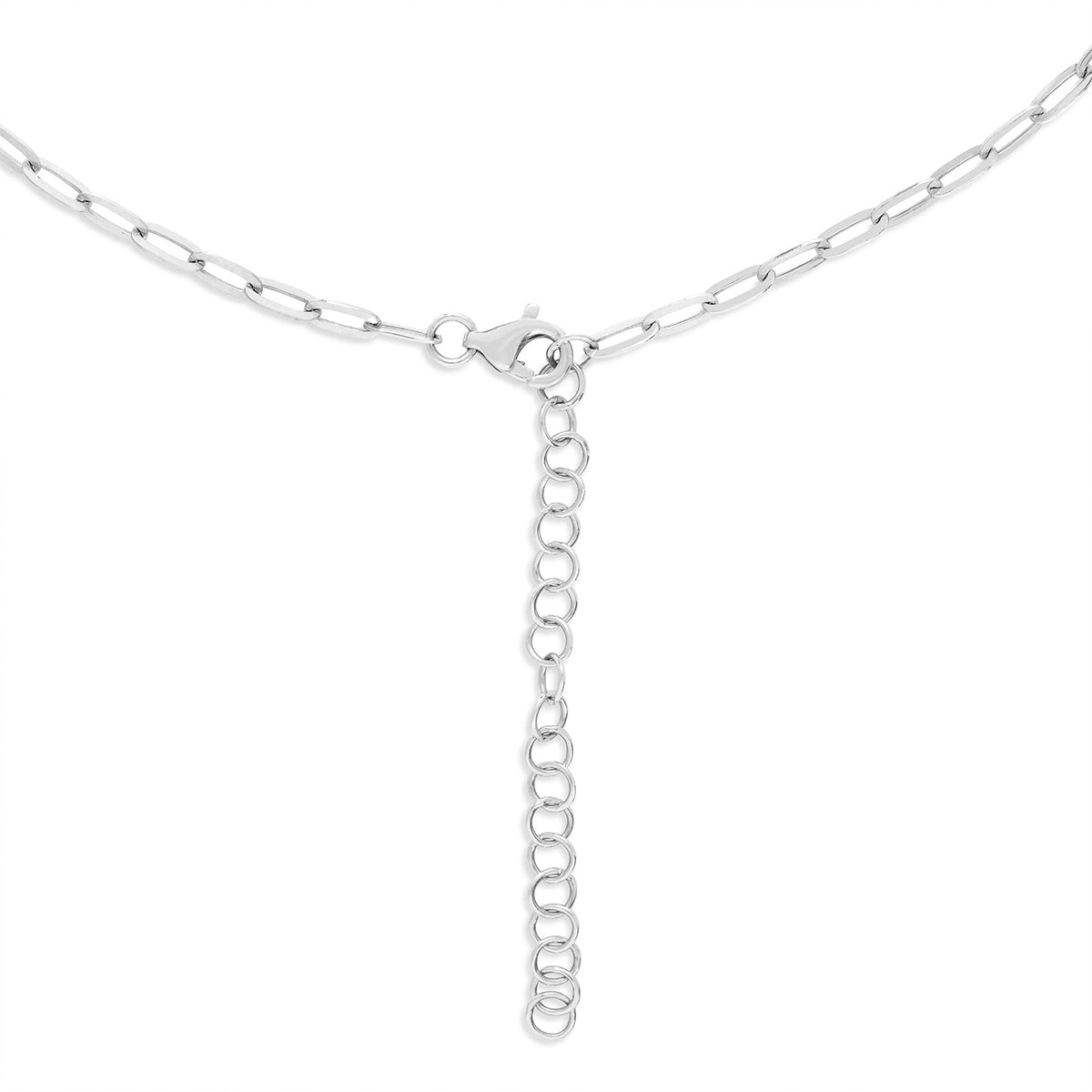 JustDesi 1/3 ct. tw. Diamond Paperclip Statement Necklace in 14K White Gold close-up detail