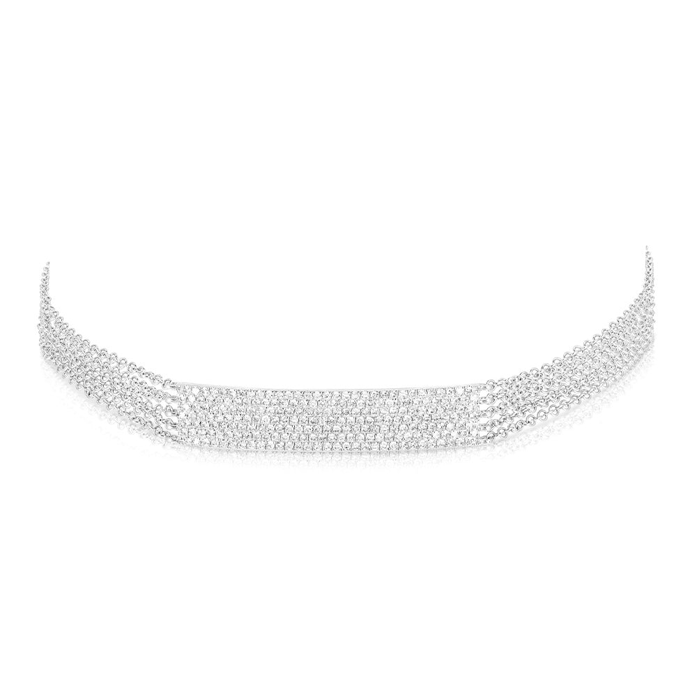 JustDesi 3/8 ct. tw. Diamond Pave Bar Multi-Chain Bracelet in 14K White Gold front view