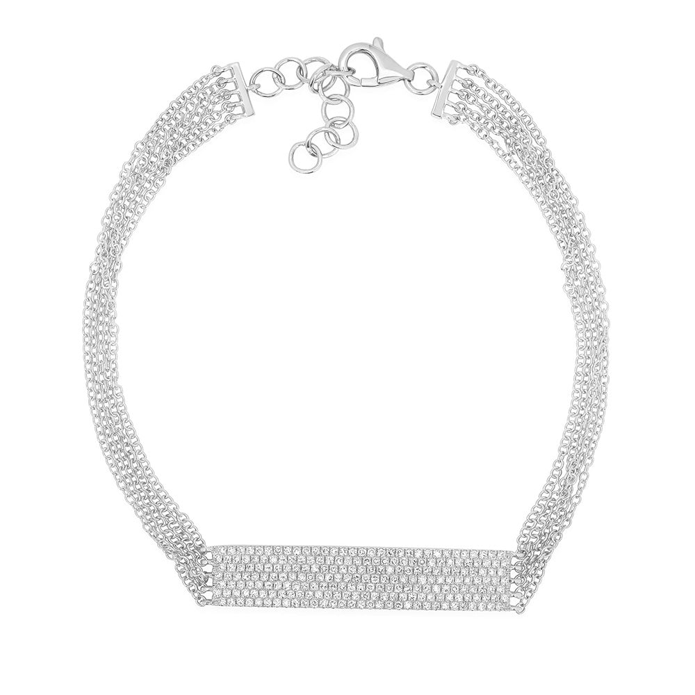 JustDesi 3/8 ct. tw. Diamond Pave Bar Multi-Chain Bracelet in 14K White Gold