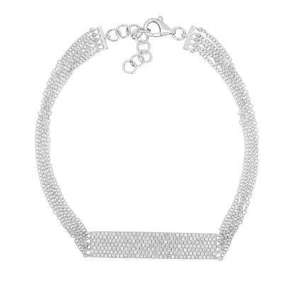 JustDesi 3/8 ct. tw. Diamond Pave Bar Multi-Chain Bracelet in 14K White Gold