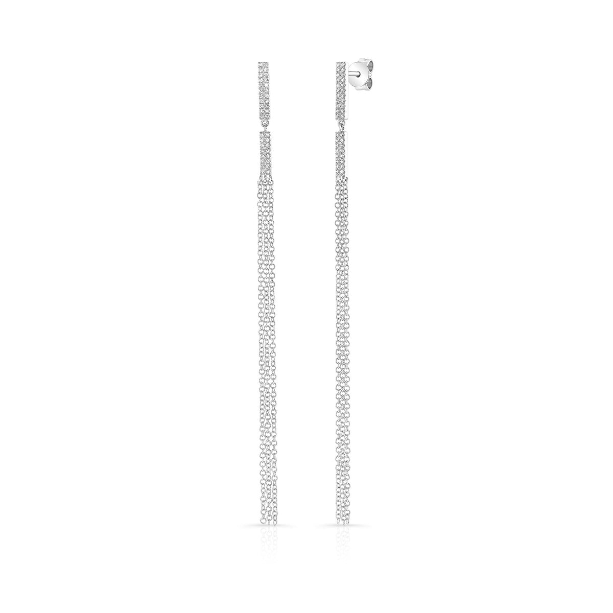 JustDesi 1/5 ct. tw. Diamond Tassel Bar Earrings in 14K White Gold