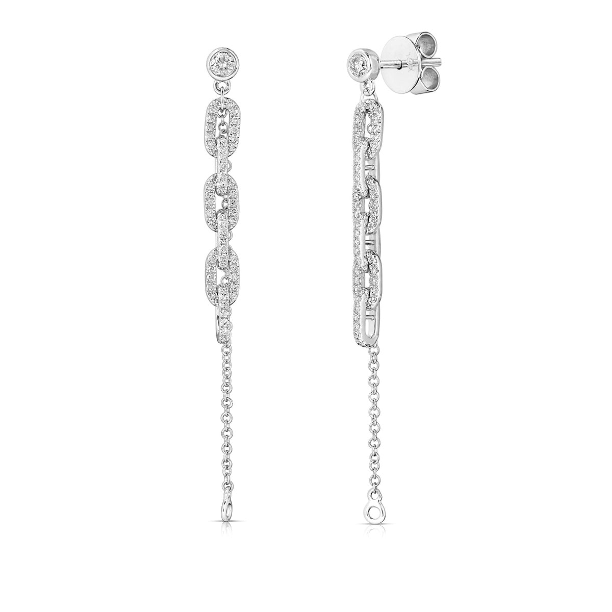 JustDesi 3/8 ct. tw. Diamond Threaded Link Drop Earrings in 14K White Gold