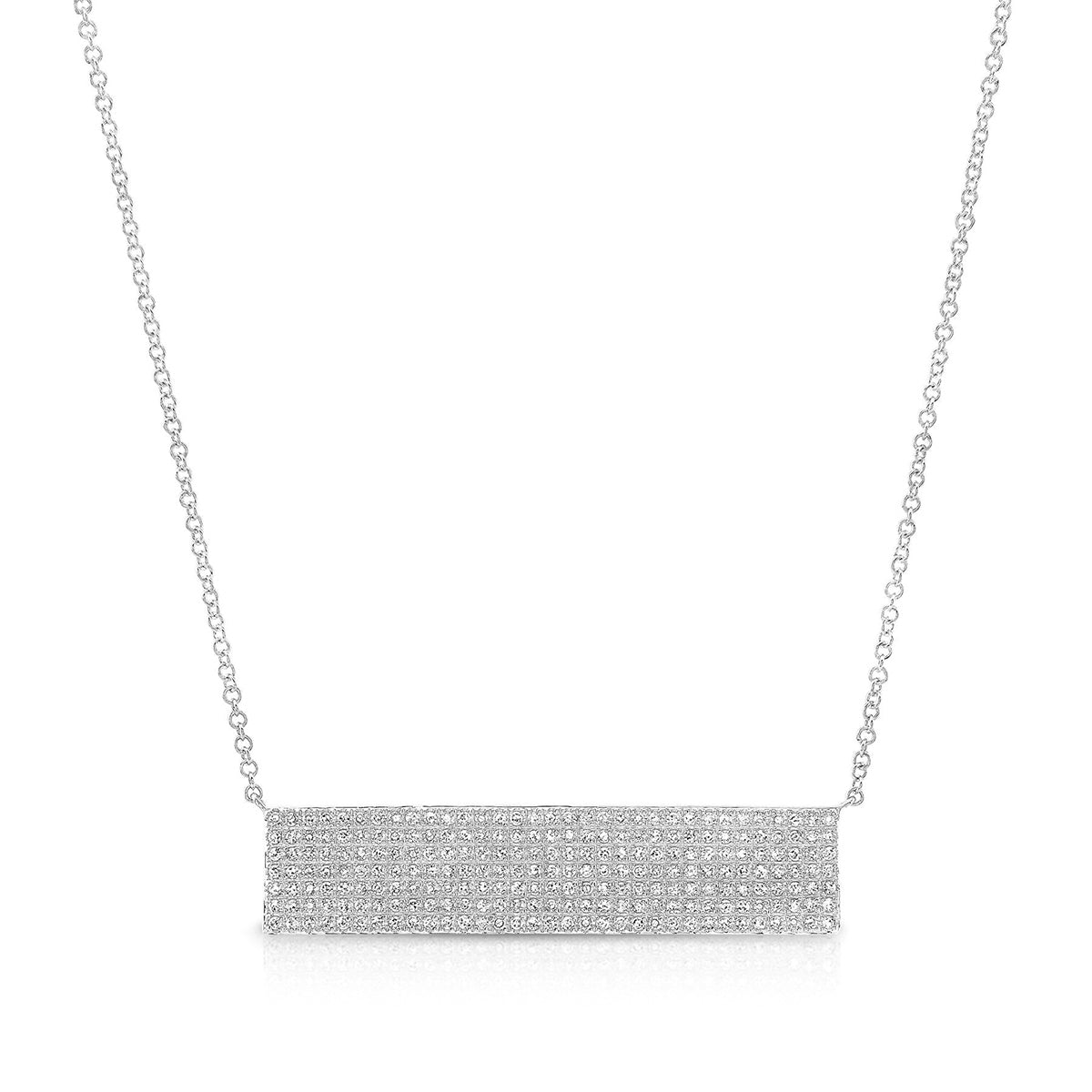 JustDesi 1/2 ct. tw. Diamond Pave Bar Necklace in 14K White Gold