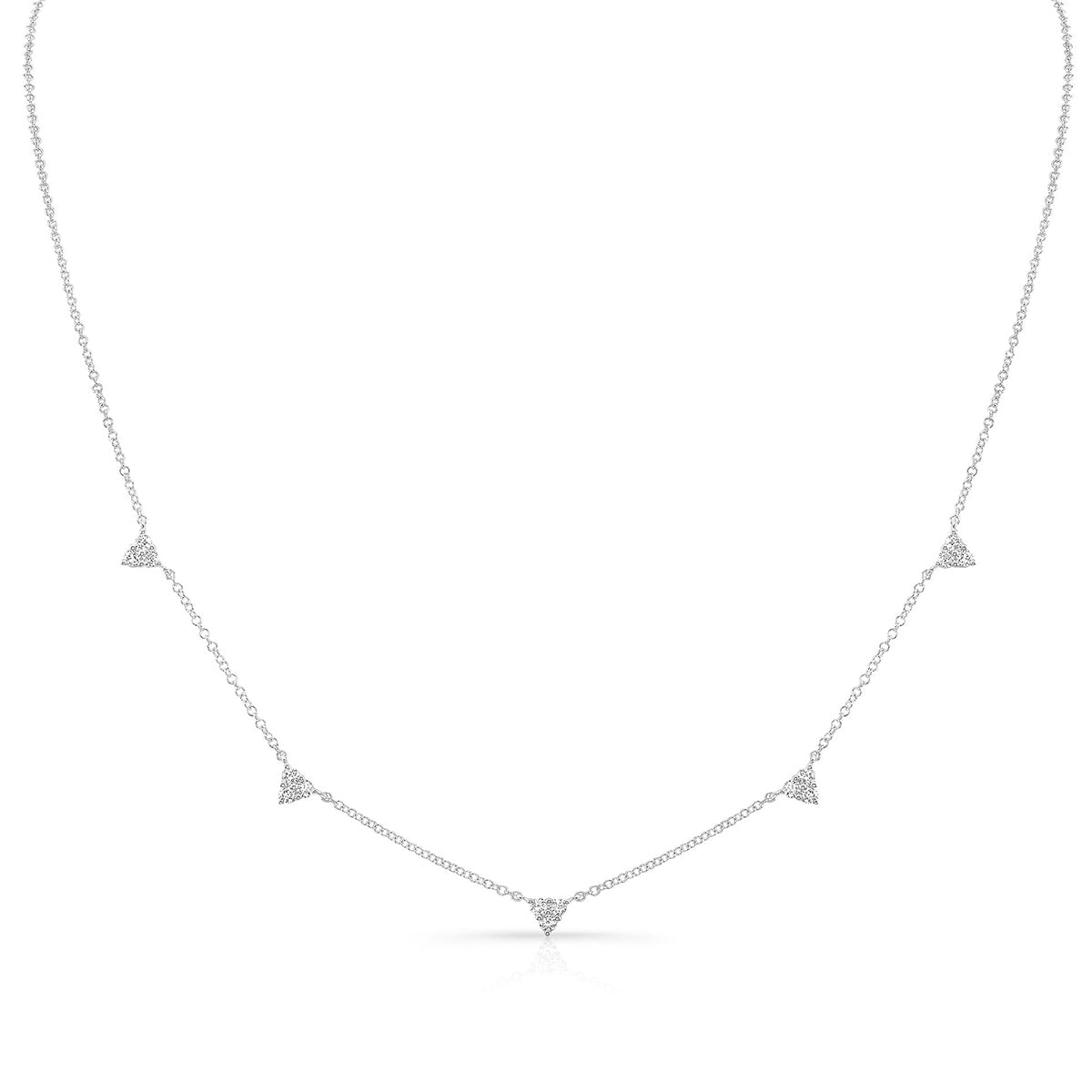 JustDesi 3/8 ct. tw. Diamond Triangle Station Necklace in 14K White Gold