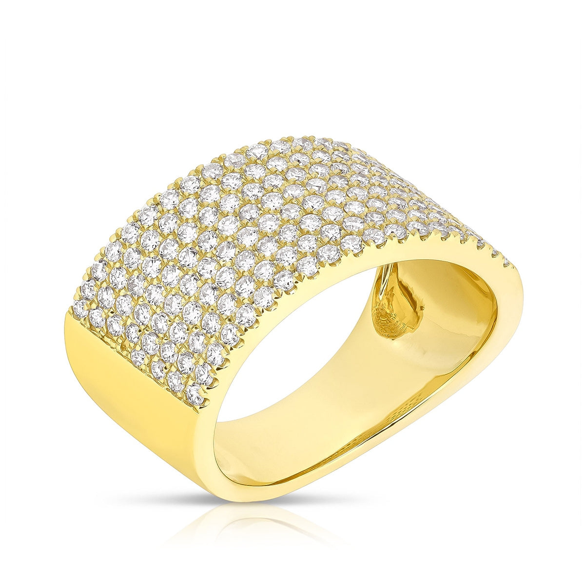JustDesi 1-1/8 ct. tw. Diamond Pave Slant Band in 14K Yellow Gold front view
