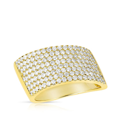 JustDesi 1-1/8 ct. tw. Diamond Pave Slant Band in 14K Yellow Gold close-up detail