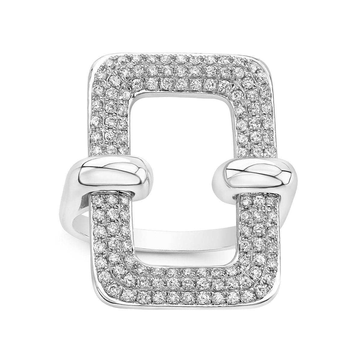 JustDesi 3/4 ct. tw. Diamond Rectangle Link Icon Ring in 14K White Gold